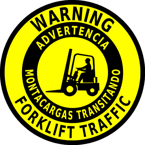 Warning Forklift Traffic  Spanish and English Floor Sign for facility safety