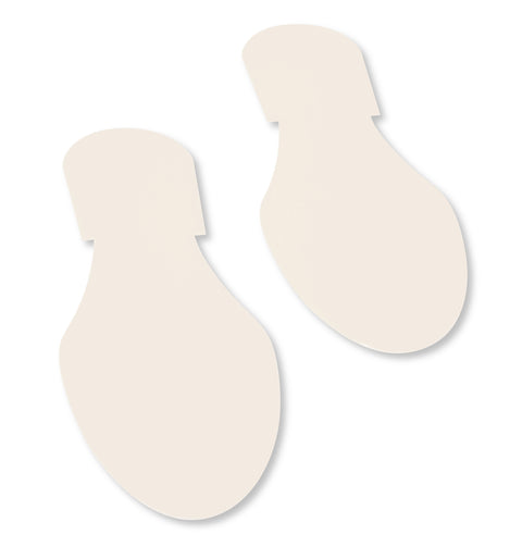 White Floor Footprints with adhesive to mark pedestrian walking areas in warehouse