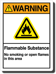 Warning Flammable Substance Aluminum Sign