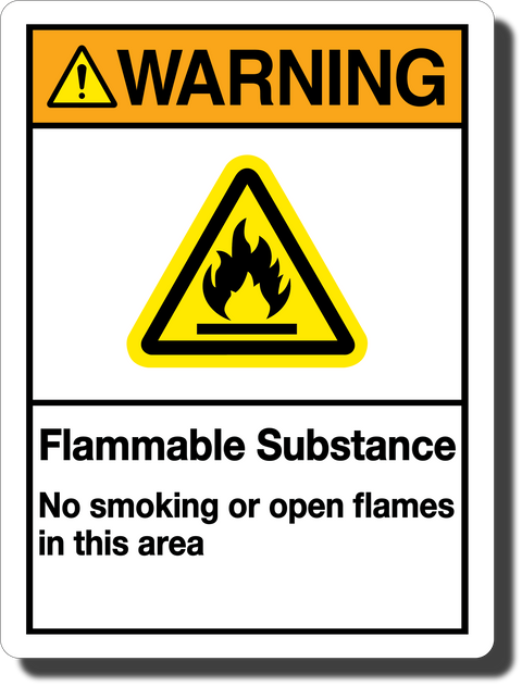 Warning Flammable Substance Aluminum Sign