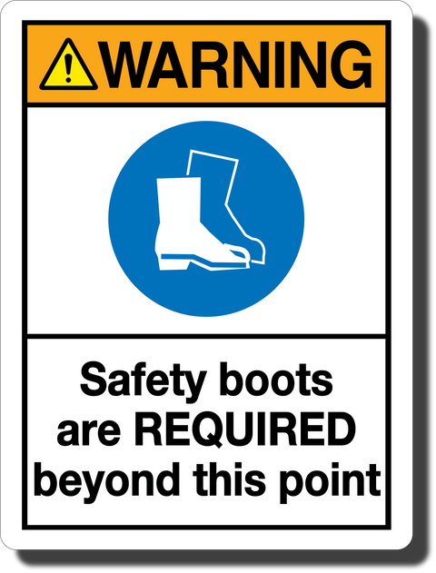 Warning Safety Boots Required Aluminum Sign