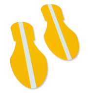 Glow in the Dark Floor Footprints with adhesive and yellow plastic to mark pedestrian walking areas in warehouse