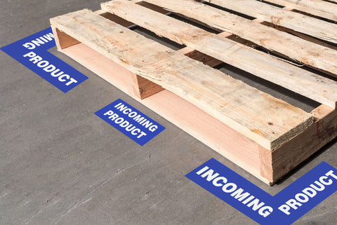 Custom Floor Angles identifying a pallet in a warehouse