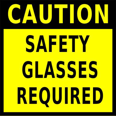 Safety Glasses Required Floor Sign. Hi Visibility Caution Message