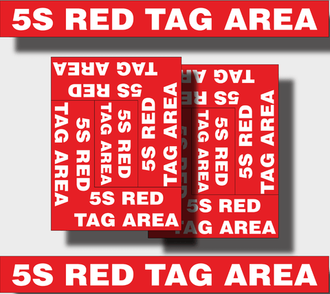 5S Red Tag Floor Marking Kit. Red floor angles and floor tape with text