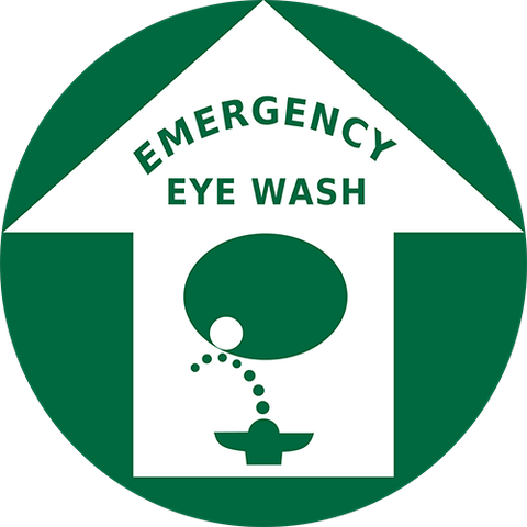 Emergency Eye Wash Station floor sign with directional arrow