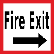 Fire exit floor sign with arrow pointing right