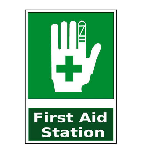 24" First Aid Station Green Floor Sign