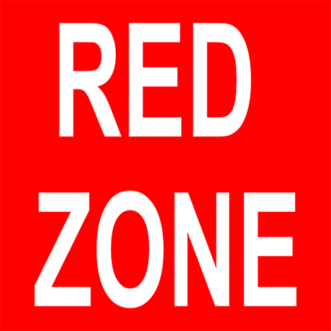 Red Zone floor sign for facility 5S and quality control