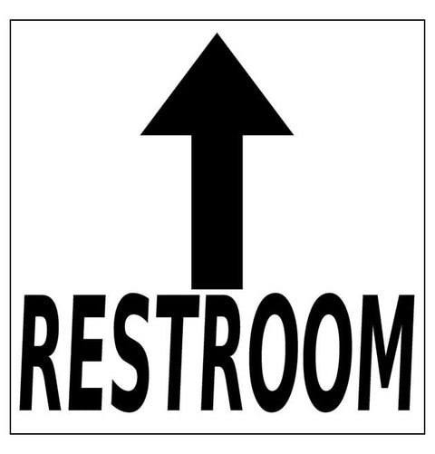 24" Restroom Ahead Arrow Floor Sign