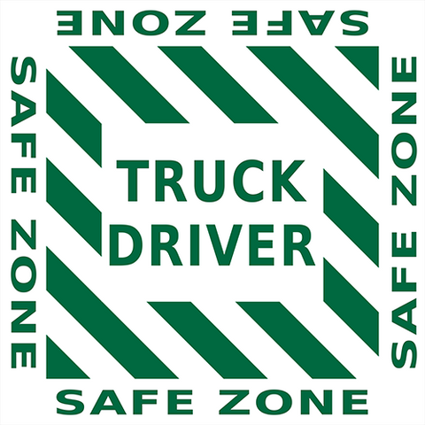 Floor marking sign for truck driver safe zone