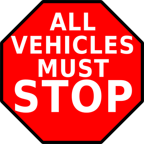 Floor Stop Sign for warehouse - All vehicles must STOP