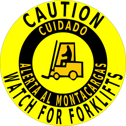 Bilingual Forklift Floor Sign - Caution in English and Spanish